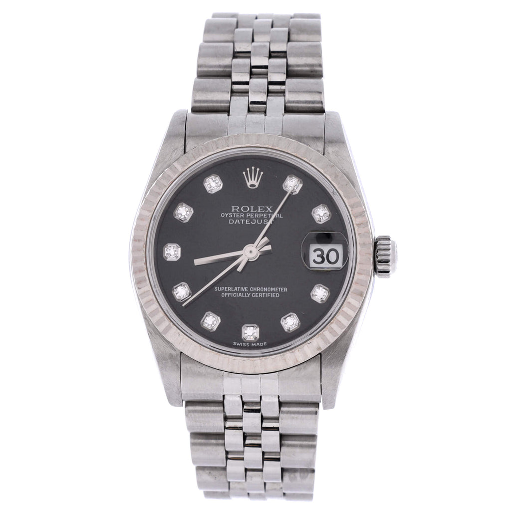 Oyster Perpetual Datejust Automatic Watch Stainless Steel and White Gold with Diamond Markers 31