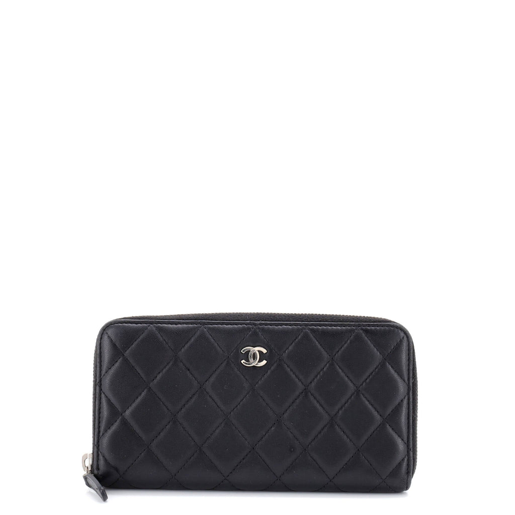 Zip Around Wallet Quilted Lambskin Long