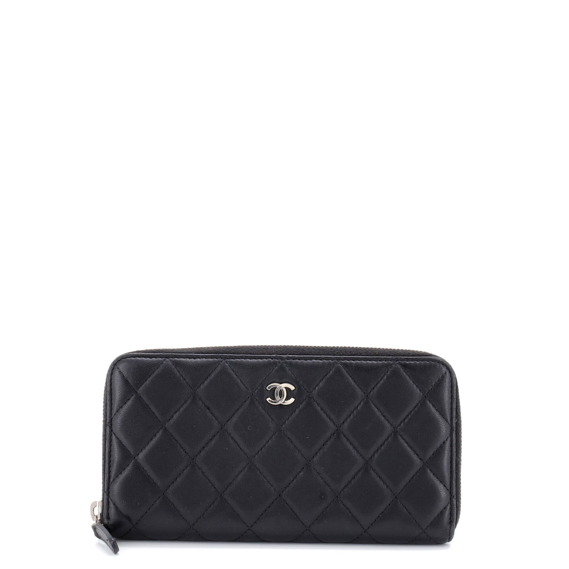 Zip Around Wallet Quilted Lambskin Long