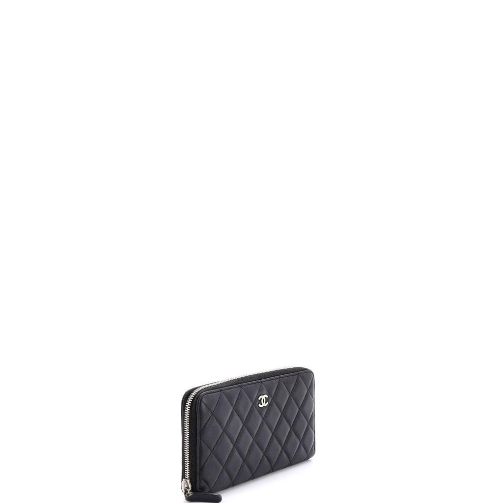 Zip Around Wallet Quilted Lambskin Long