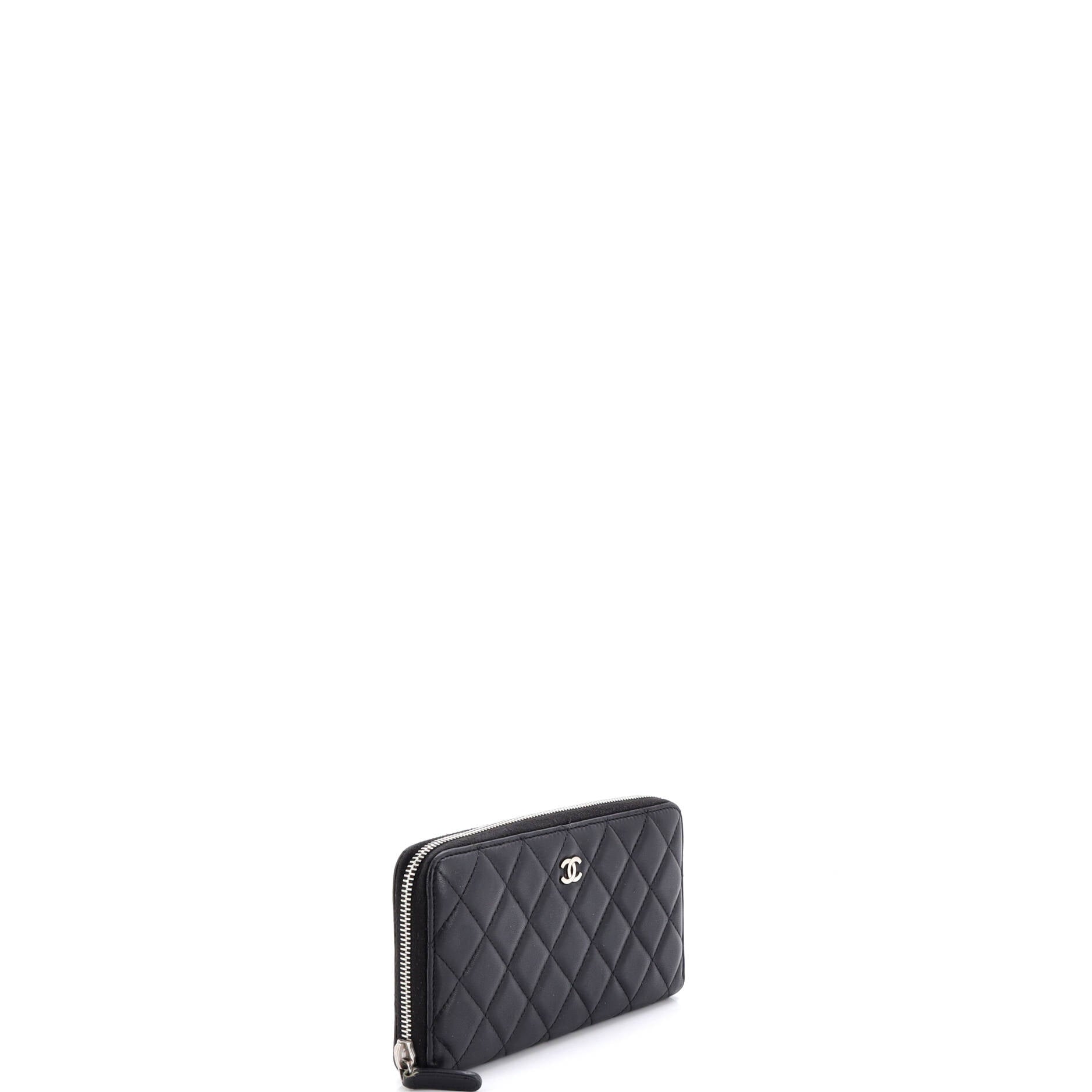 Zip Around Wallet Quilted Lambskin Long