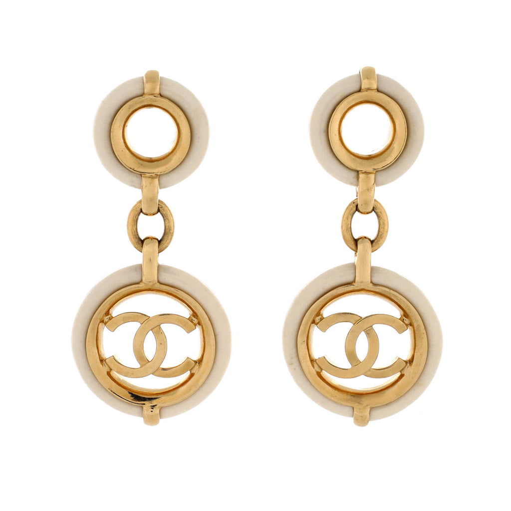 Dangling CC Circle Drop Earrings Metal with Resin