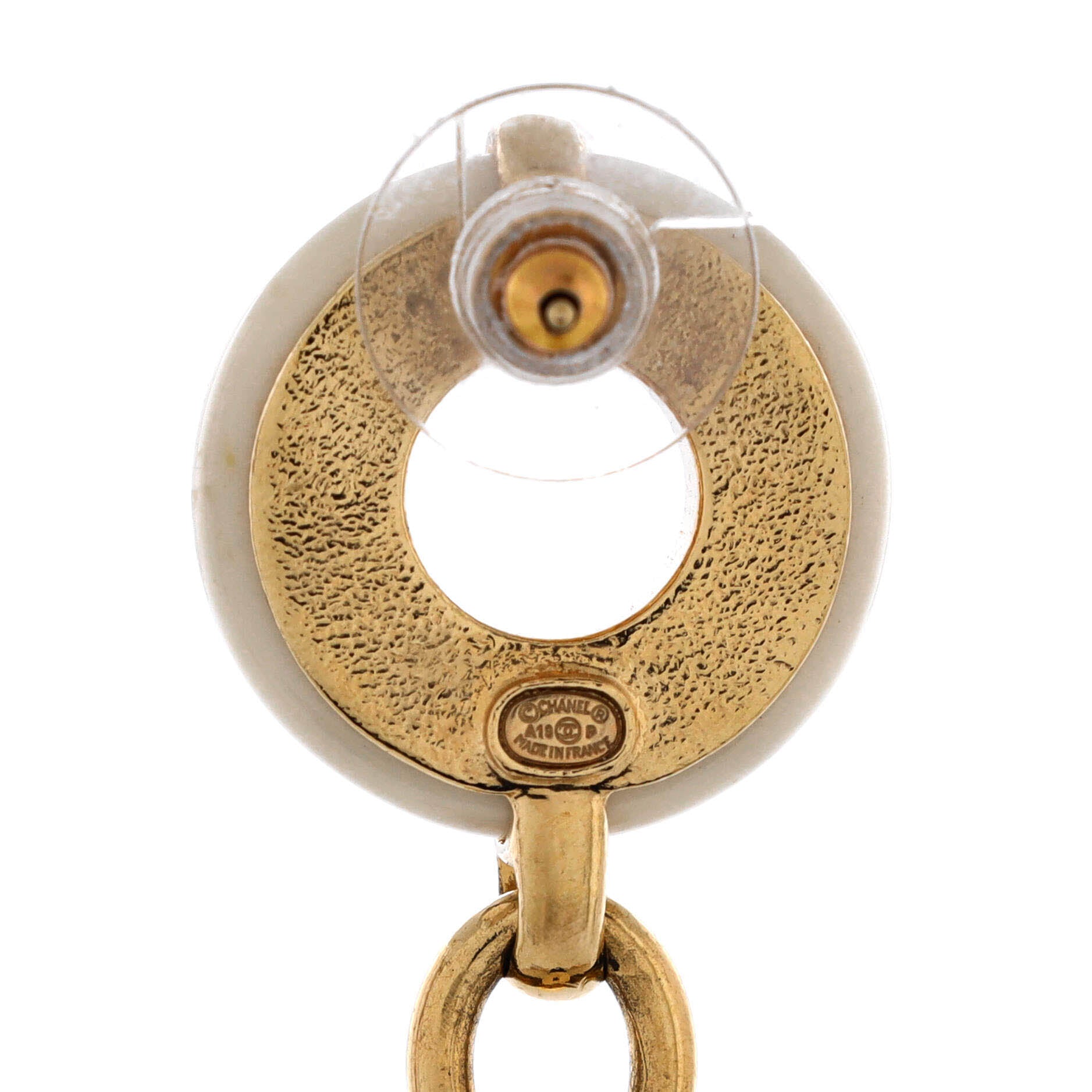 Dangling CC Circle Drop Earrings Metal with Resin