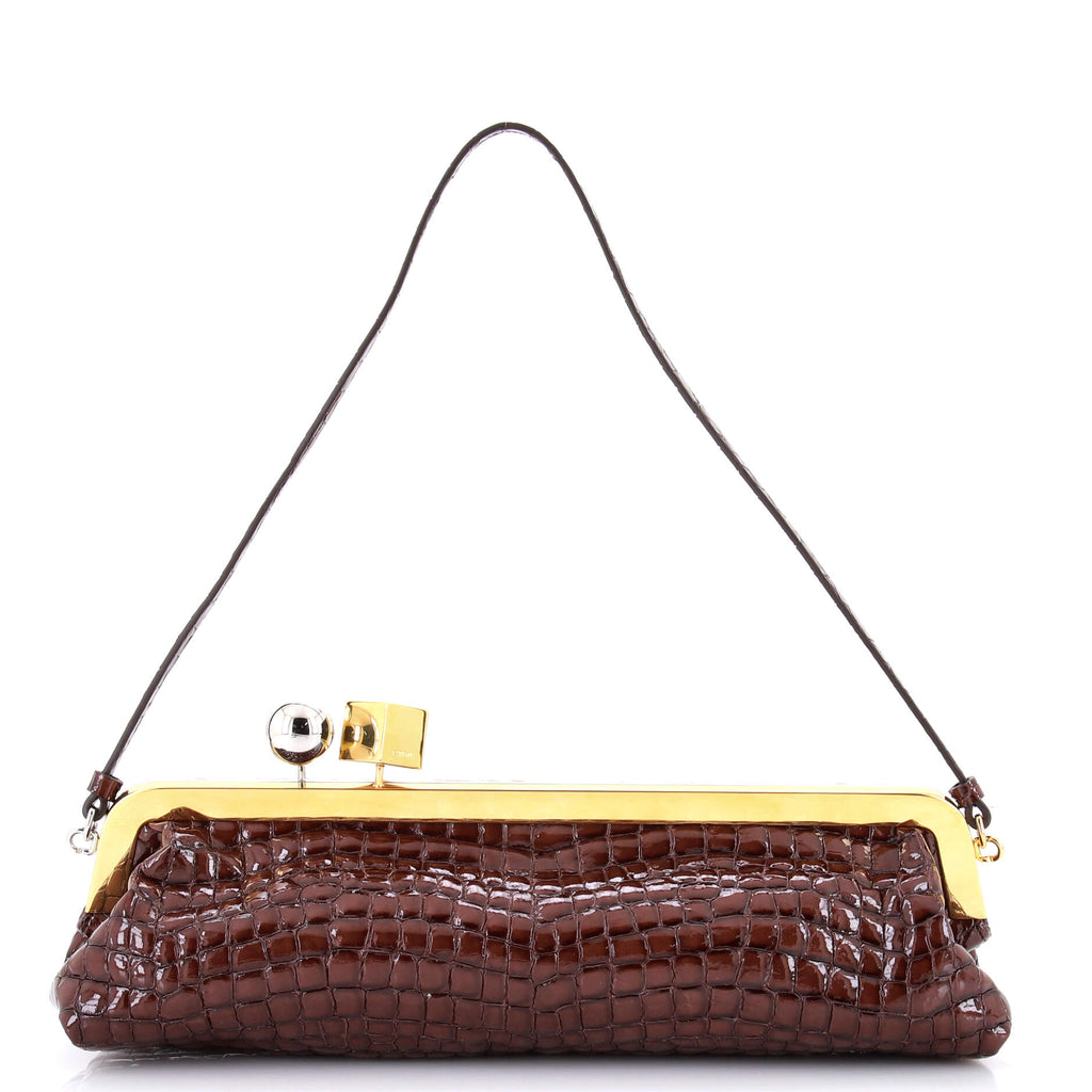 The Salon Clutch Bag Crocodile Embossed Leather