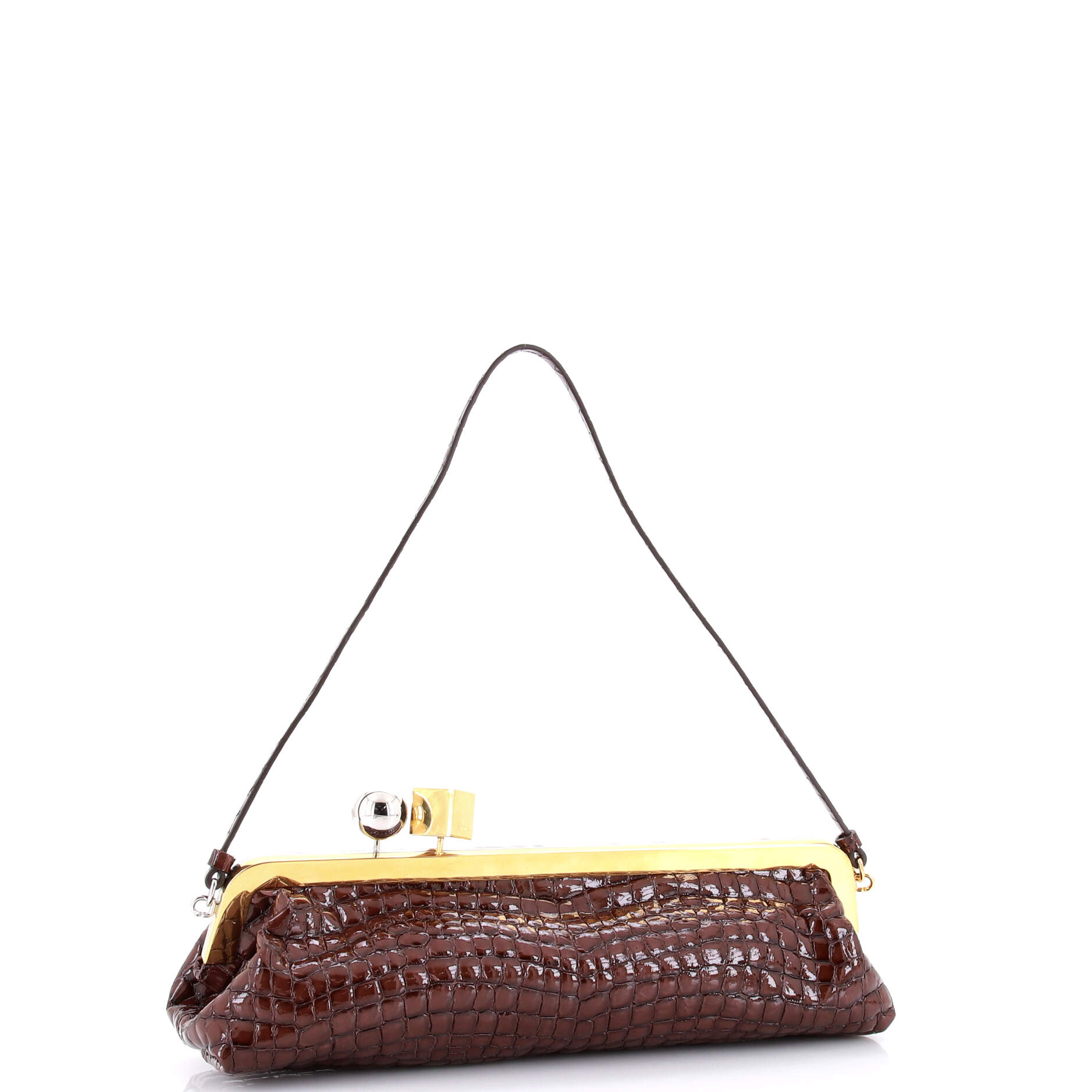 The Salon Clutch Bag Crocodile Embossed Leather