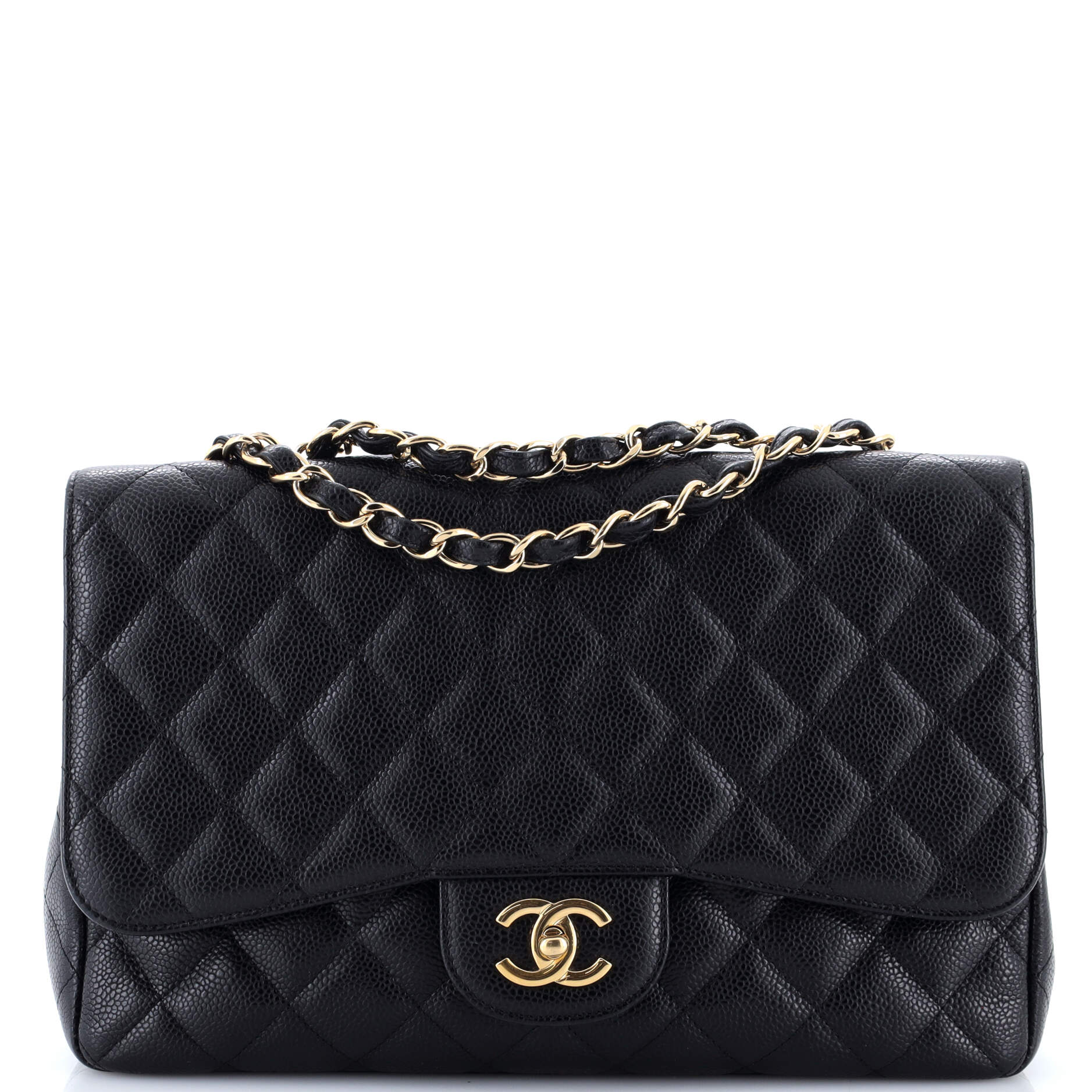 Classic Single Flap Bag Quilted Caviar Jumbo
