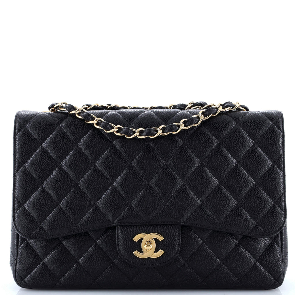 Classic Single Flap Bag Quilted Caviar Jumbo