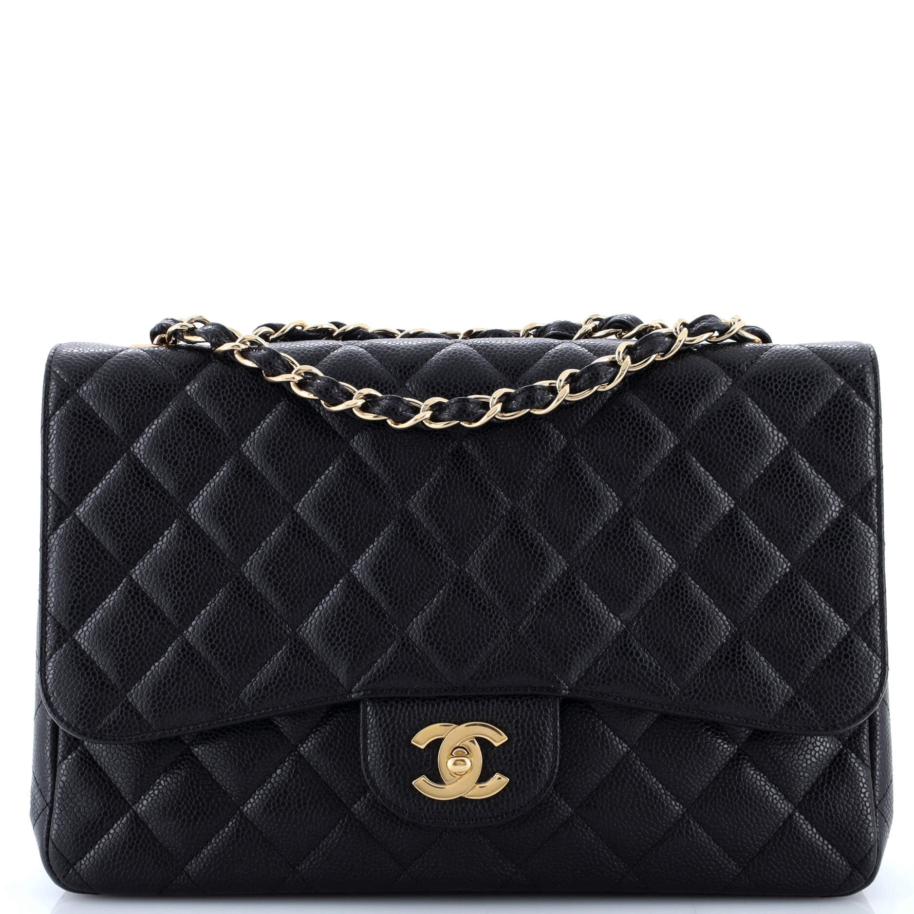 Classic Single Flap Bag Quilted Caviar Jumbo