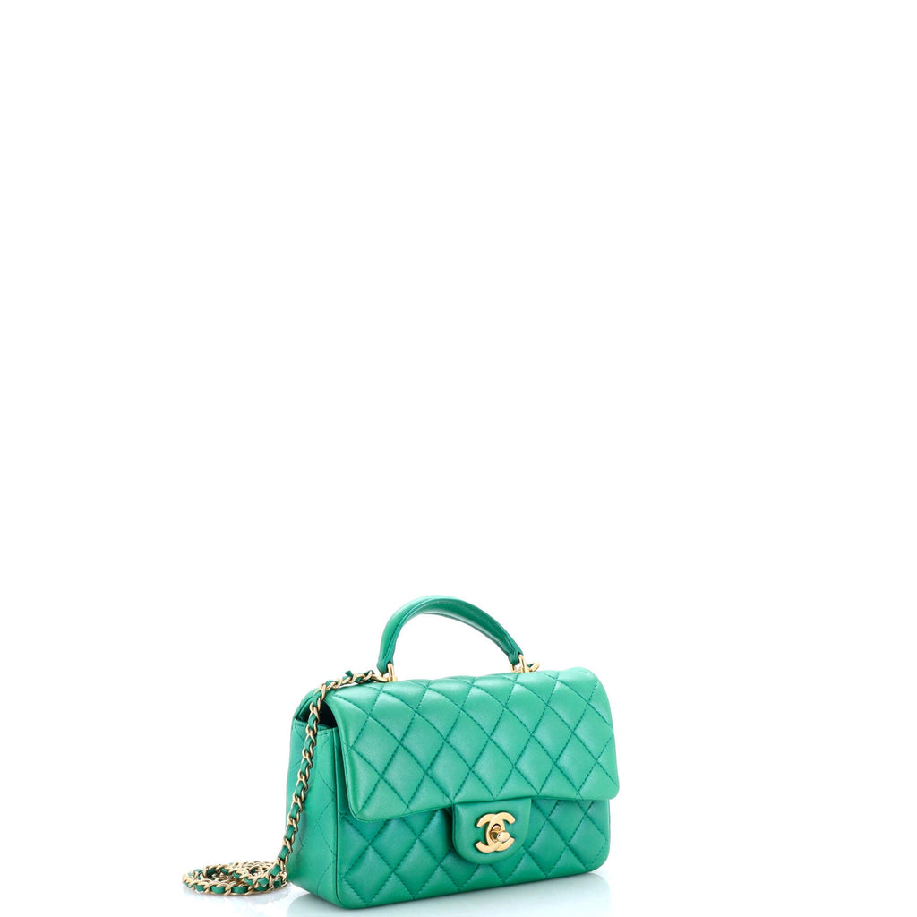 Classic Single Flap Top Handle Bag Quilted Lambskin Mini