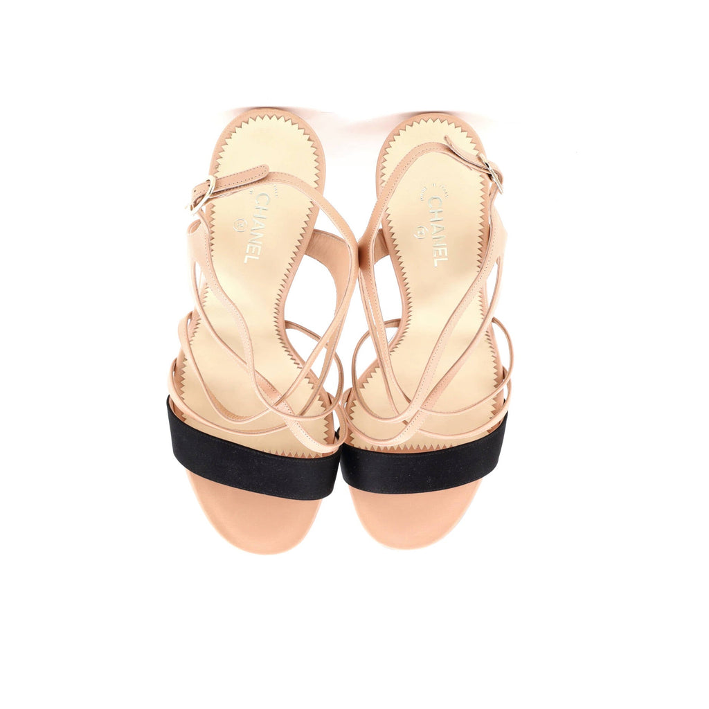 Women's Strappy Pearl Heeled Sandals Leather and Satin