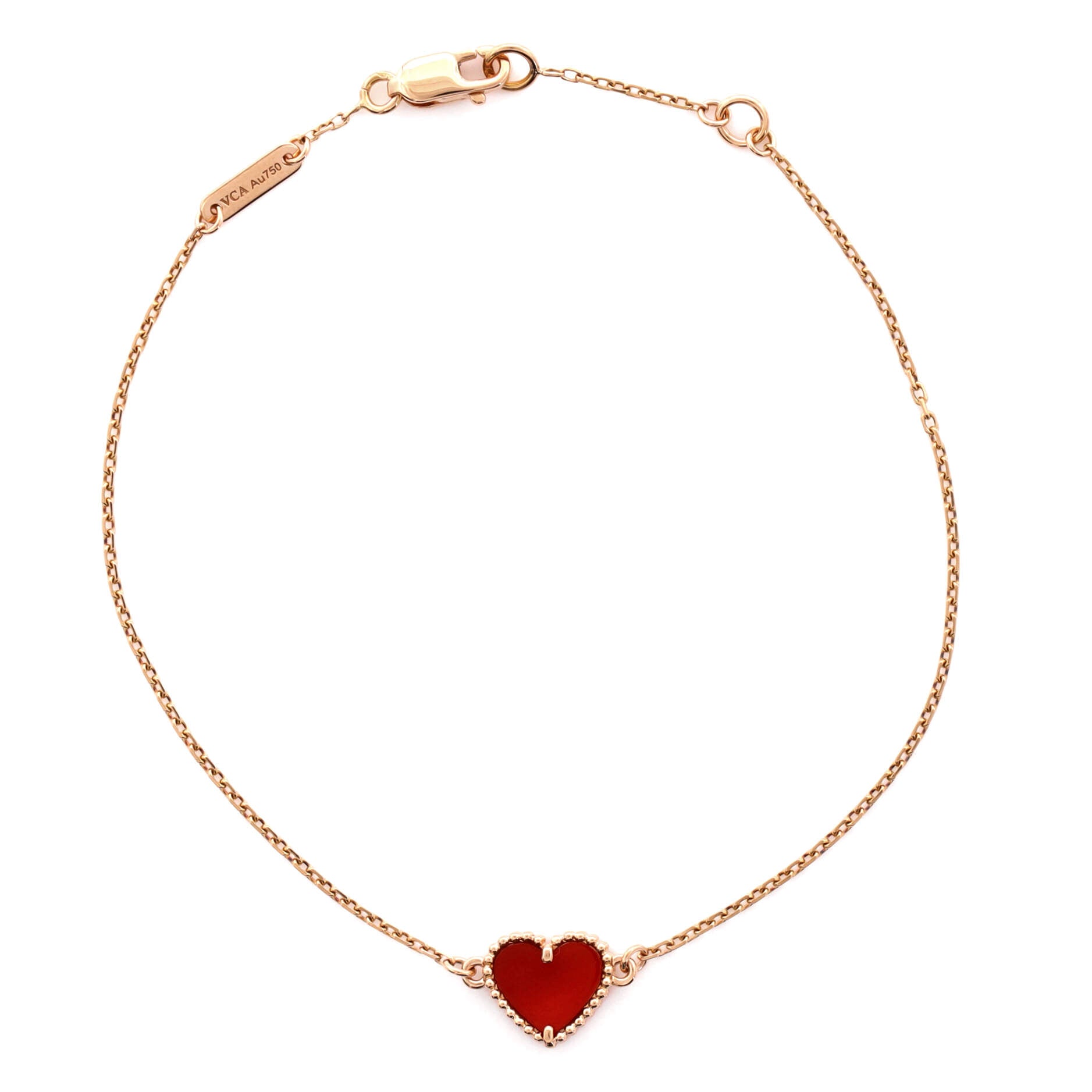Sweet Alhambra Heart Bracelet 18K Rose Gold with Carnelian