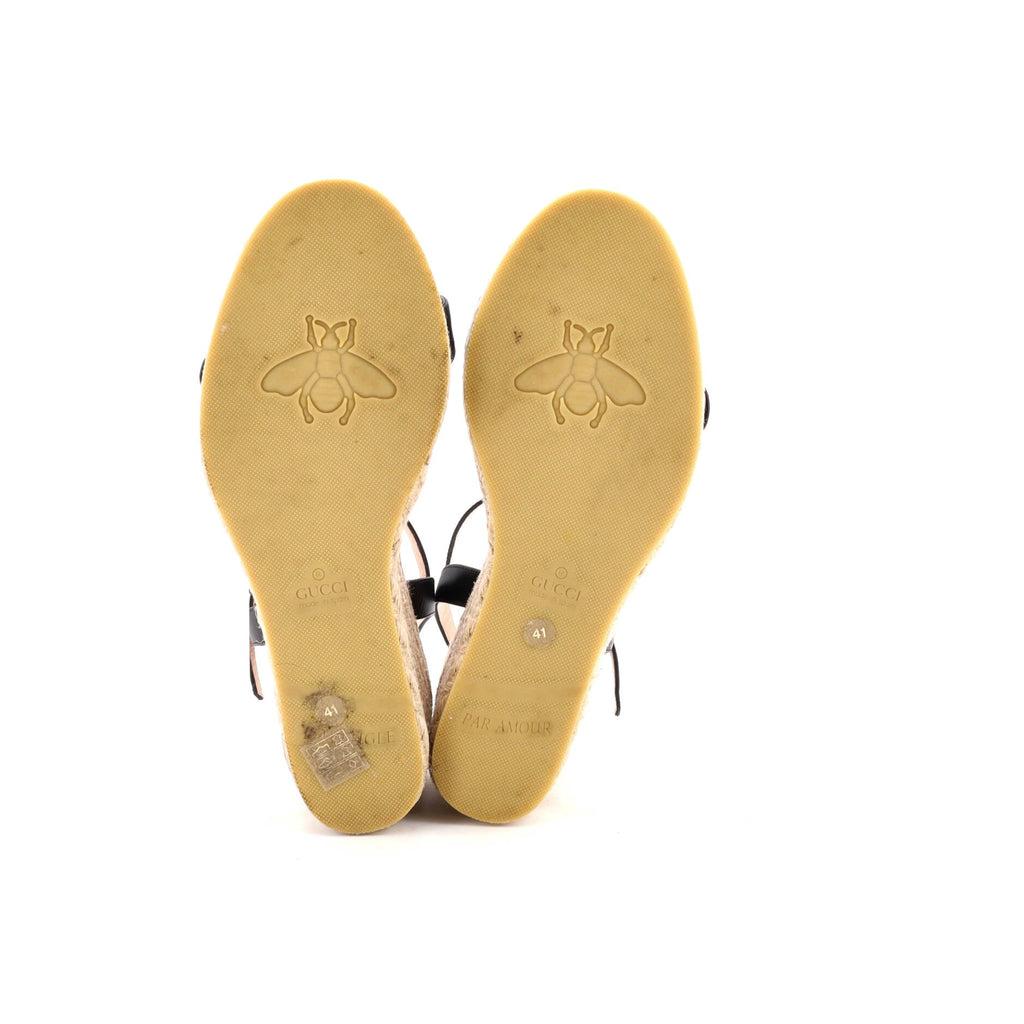 Women's GG Marmont Wedge Espadrille Sandals Leather