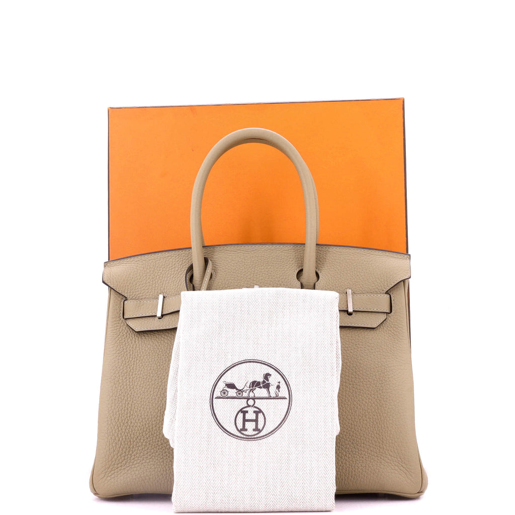Birkin Handbag Light Clemence with Palladium Hardware 30