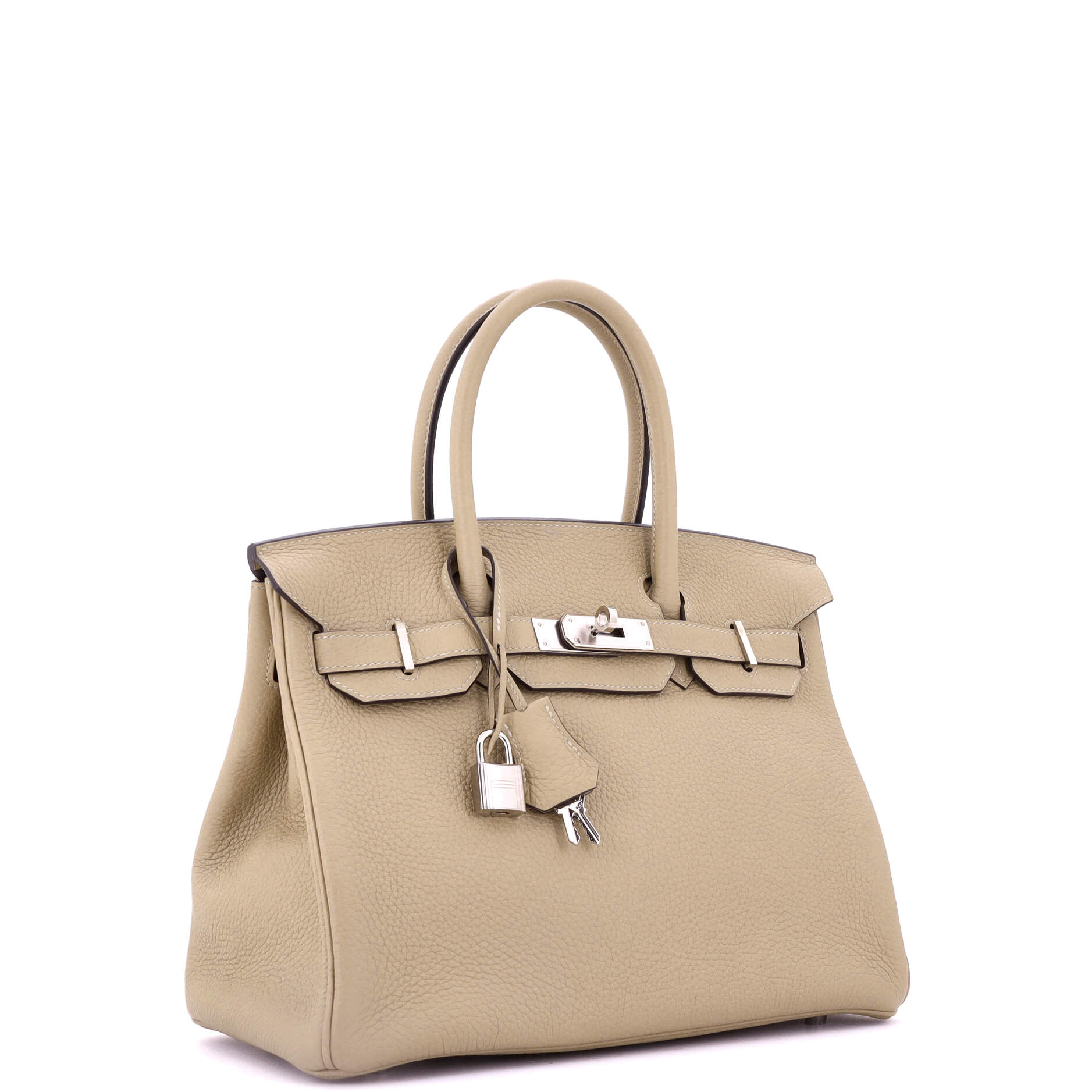 Birkin Handbag Light Clemence with Palladium Hardware 30