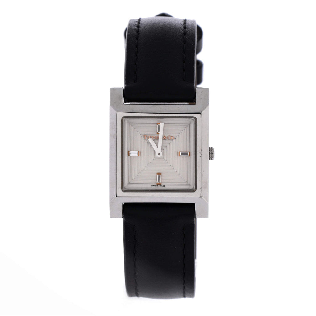 1837 Makers Square Quartz Watch Stainless Steel and Leather with Baguette Diamond Indexes 22