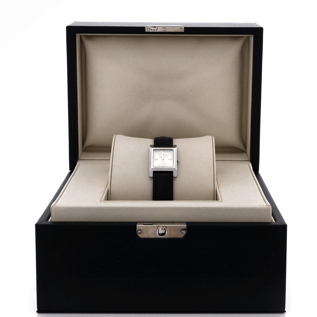 1837 Makers Square Quartz Watch Stainless Steel and Leather with Baguette Diamond Indexes 22