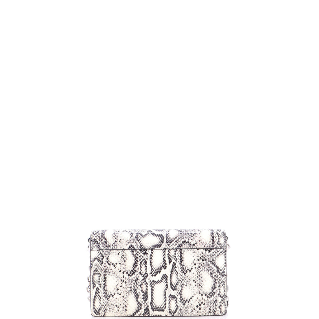 4G Chain Crossbody Bag Snakeskin Embossed Leather Small