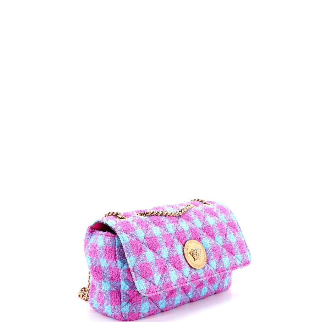 Medusa Icon Chain Flap Bag Quilted Tweed East West