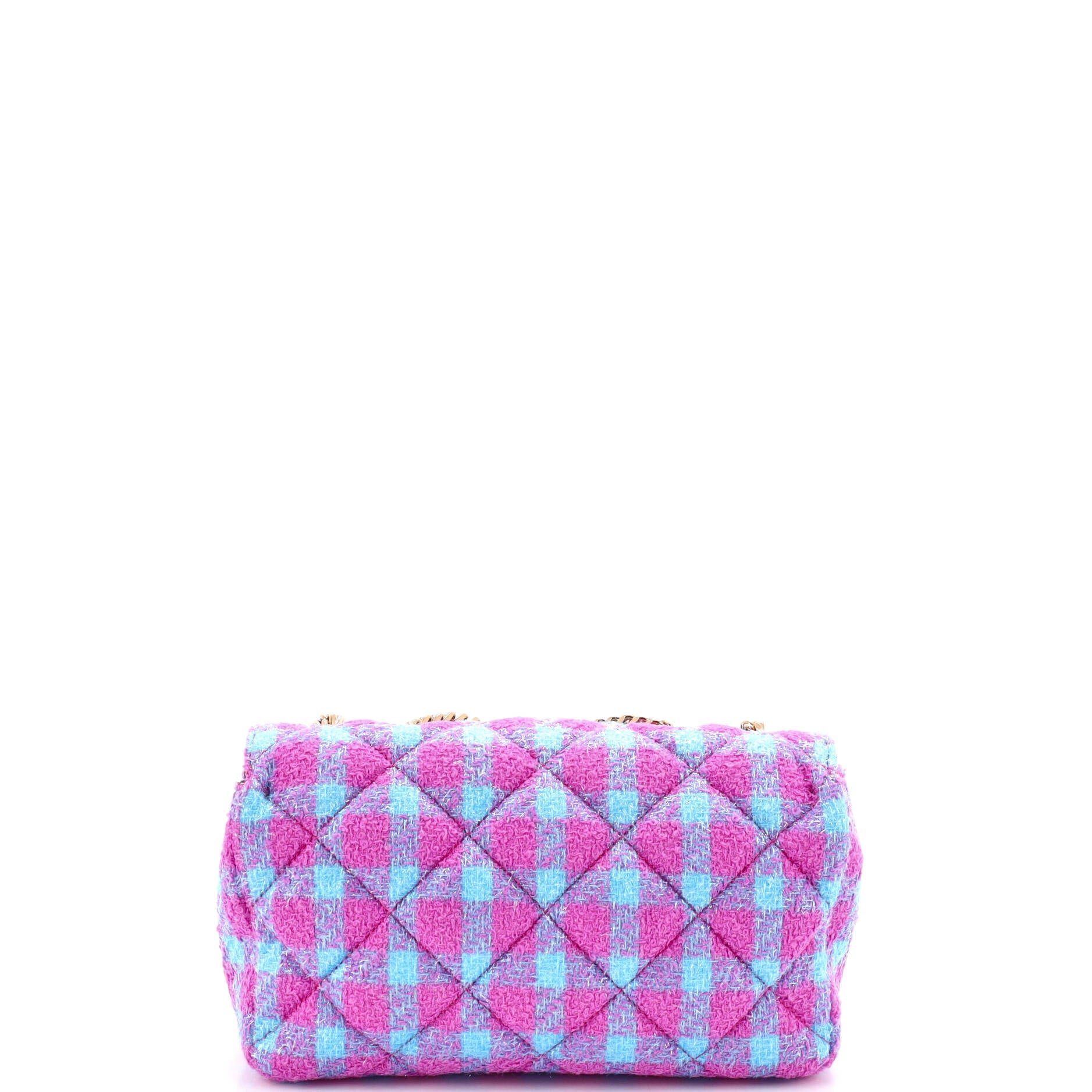 Medusa Icon Chain Flap Bag Quilted Tweed East West
