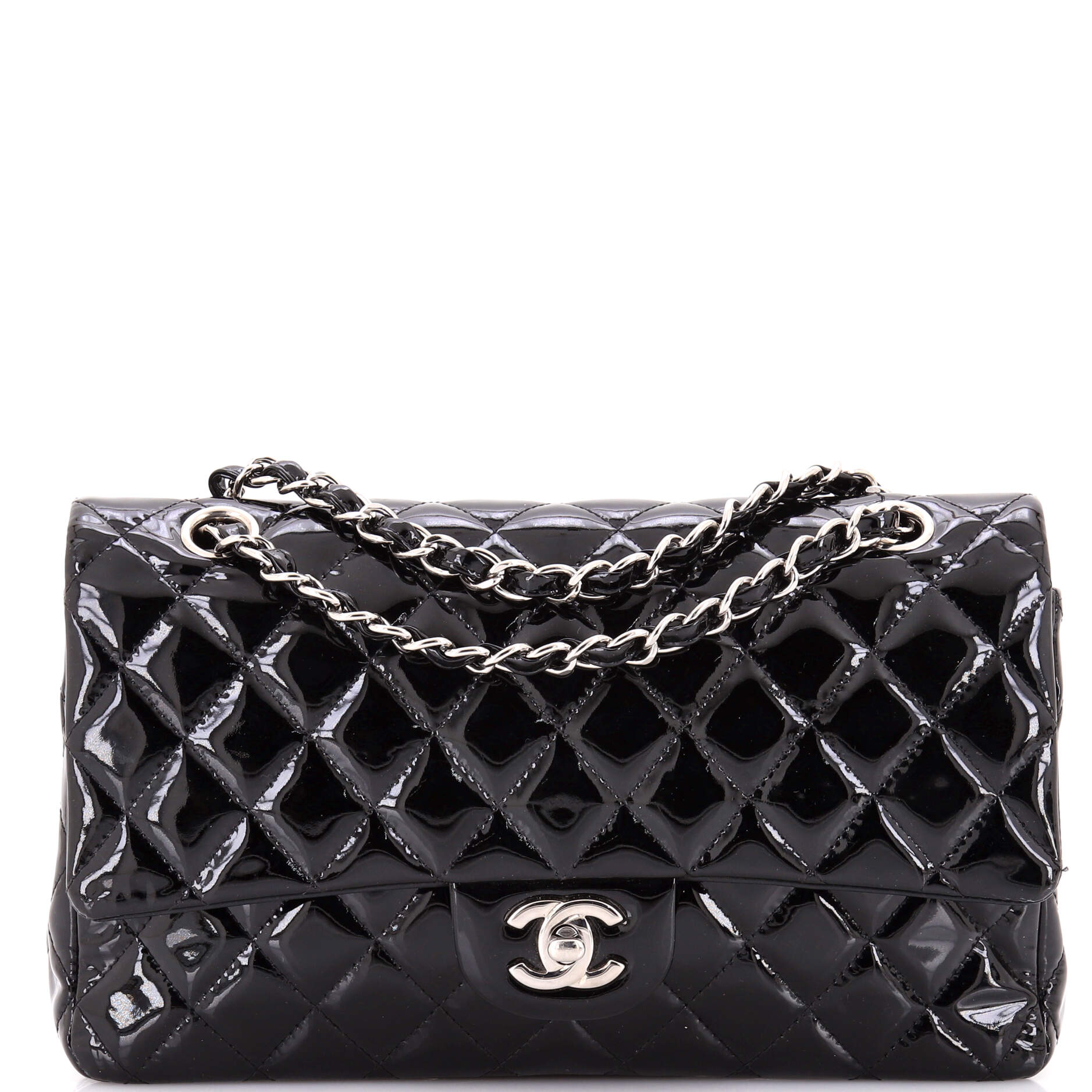 Vintage Classic Double Flap Bag Quilted Patent Medium