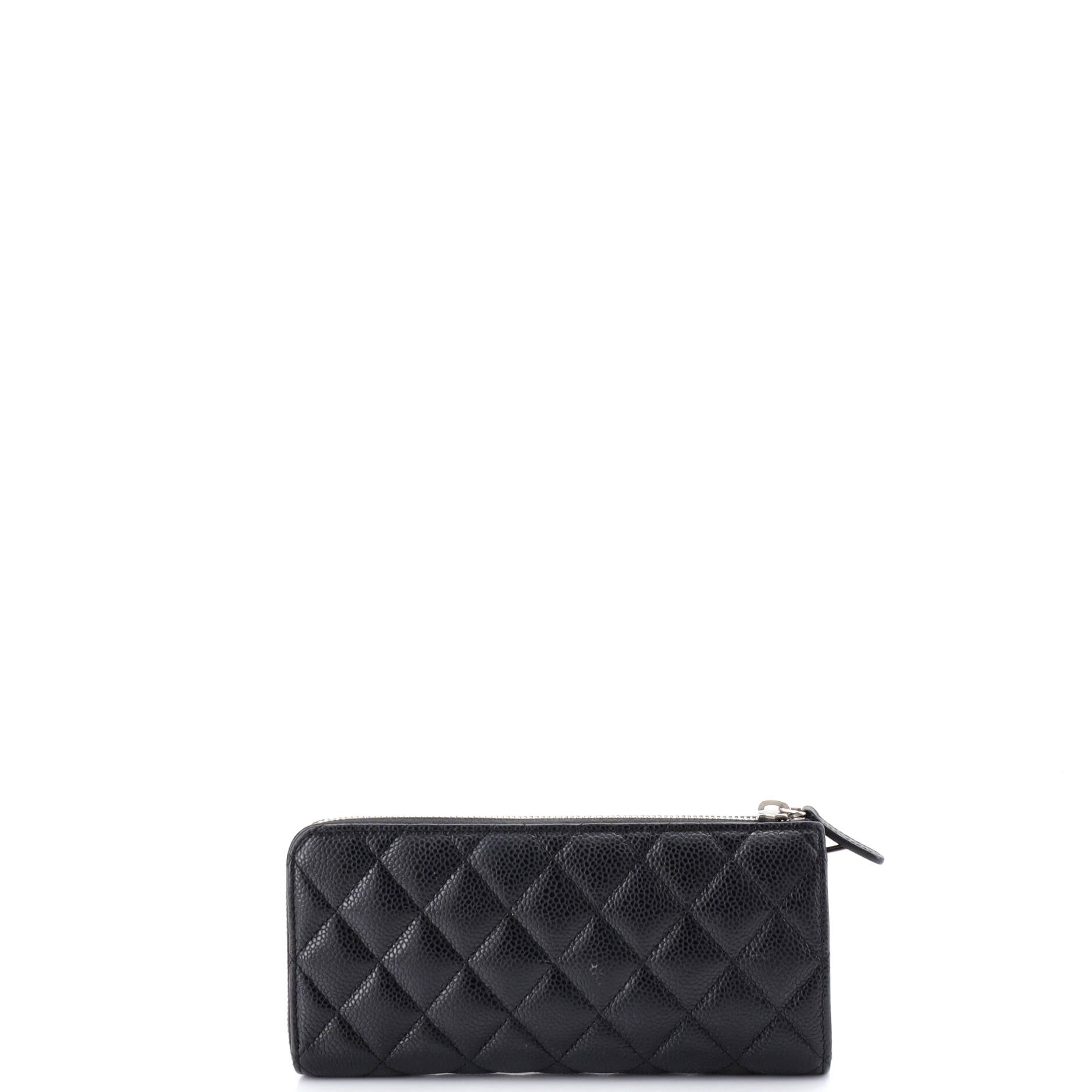 Classic Side Zip Wallet Quilted Caviar Long