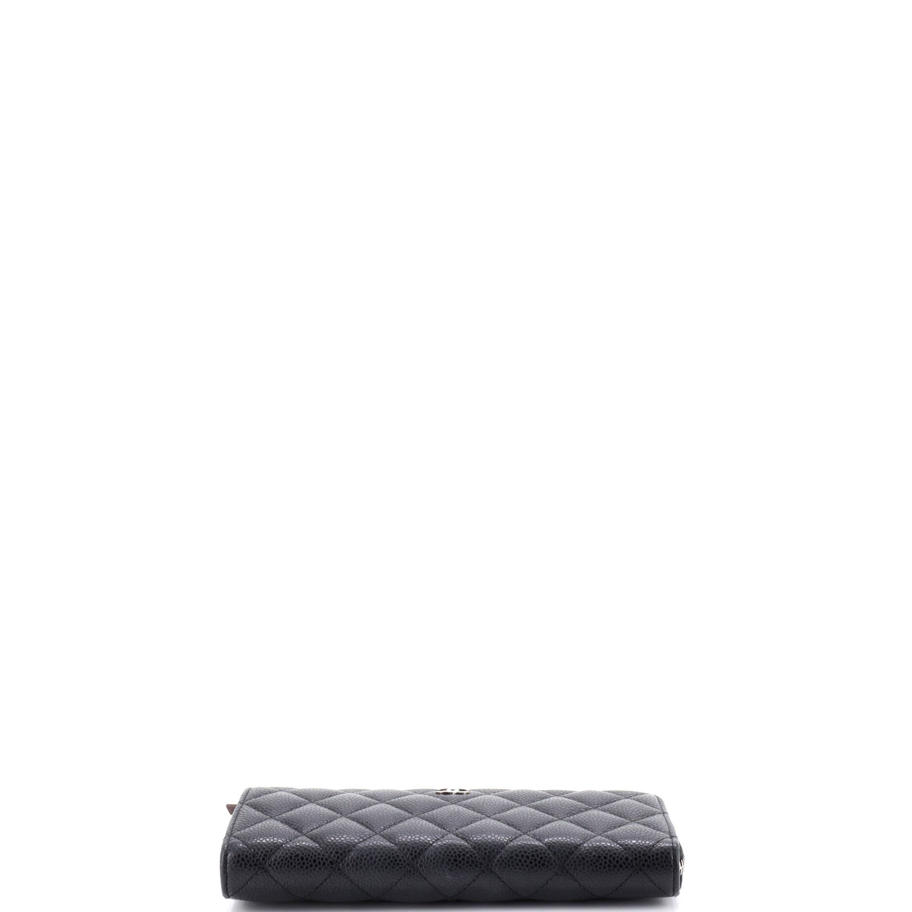 Classic Side Zip Wallet Quilted Caviar Long