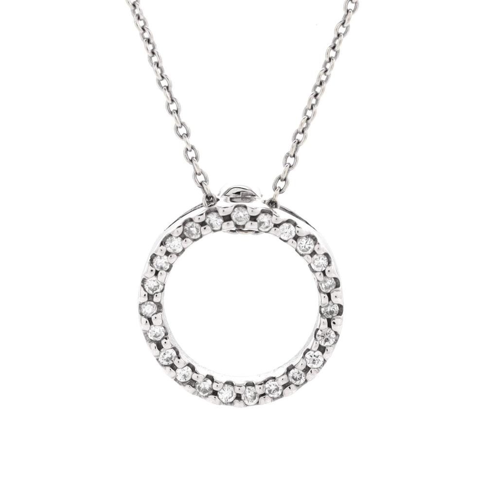 Tiny Treasures Circle Pendant Necklace 18K White Gold with Diamonds