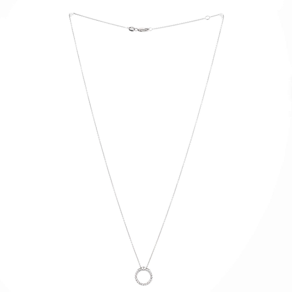 Tiny Treasures Circle Pendant Necklace 18K White Gold with Diamonds
