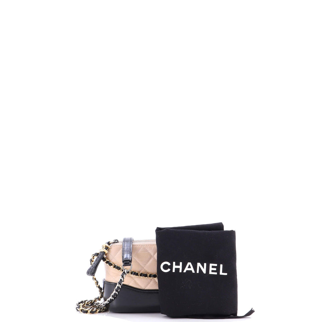Gabrielle Double Zip Clutch with Chain Quilted Aged Calfskin
