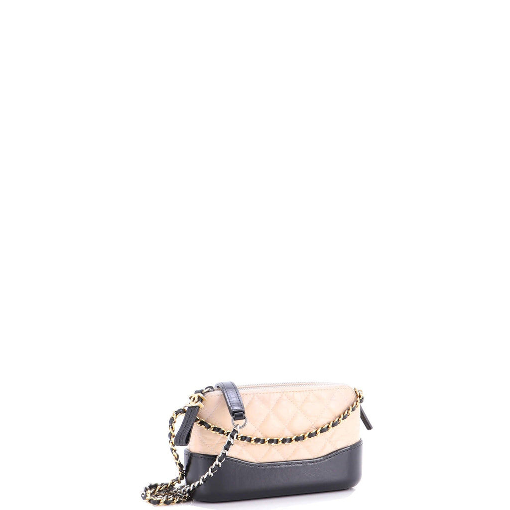 Gabrielle Double Zip Clutch with Chain Quilted Aged Calfskin