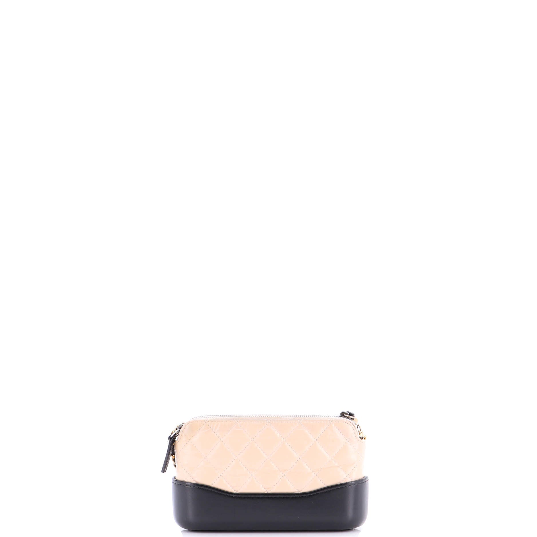 Gabrielle Double Zip Clutch with Chain Quilted Aged Calfskin