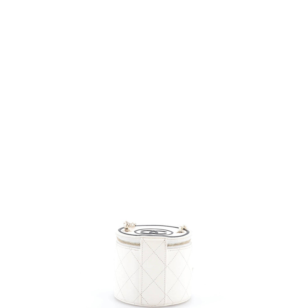 CC Round Vanity Case with Chain Quilted Lambskin Mini
