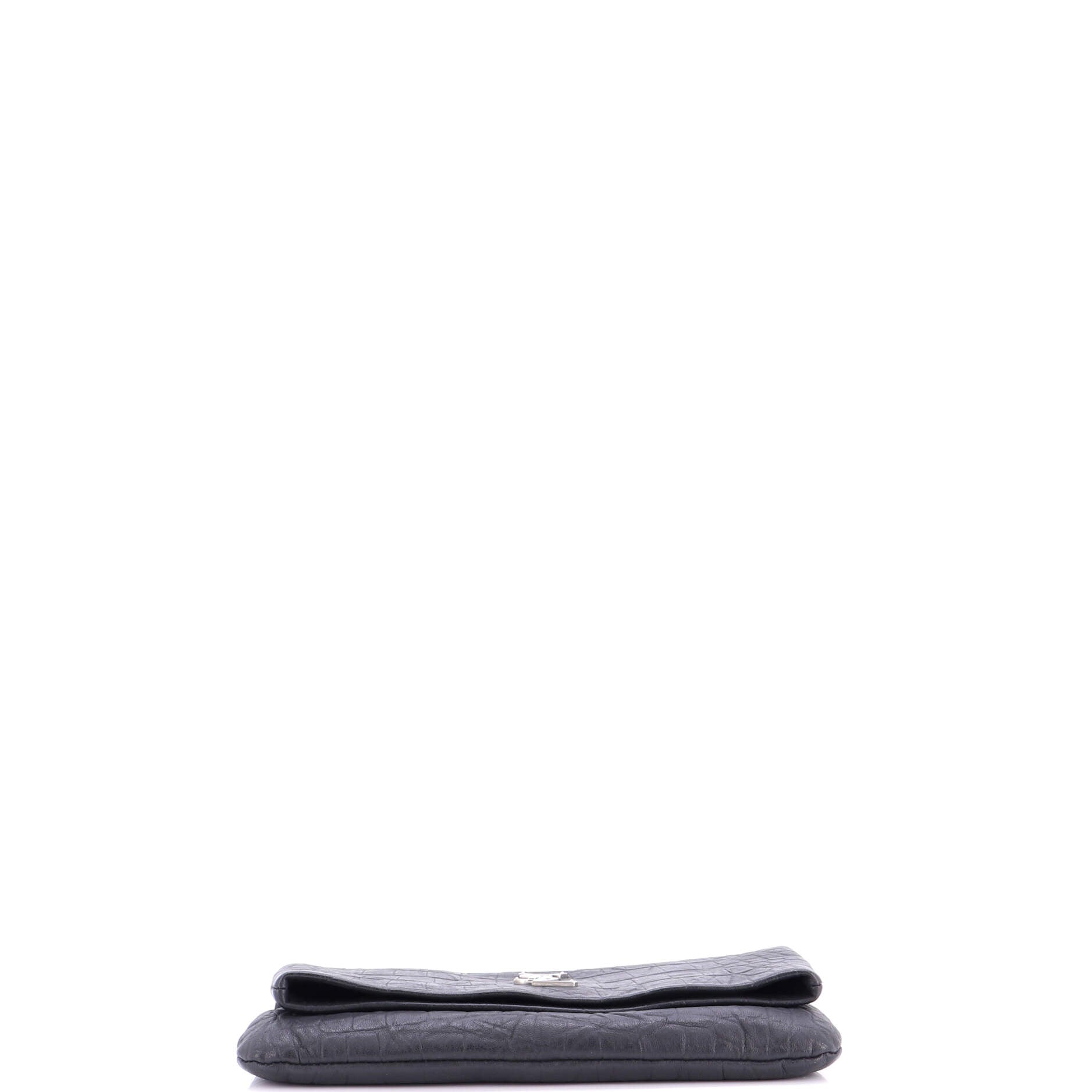West Hollywood Fold Over Clutch Crocodile Embossed Leather