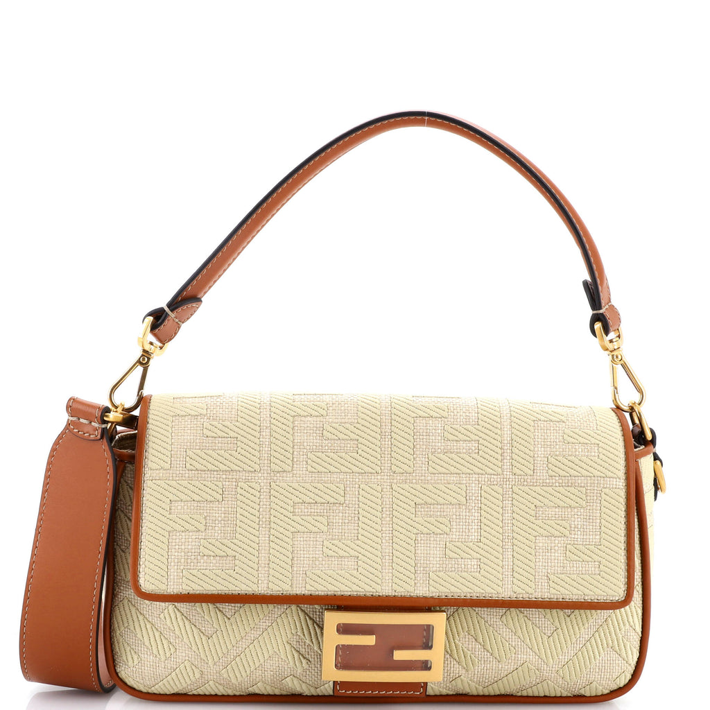 Baguette NM Bag Zucca Embroidered Raffia Medium