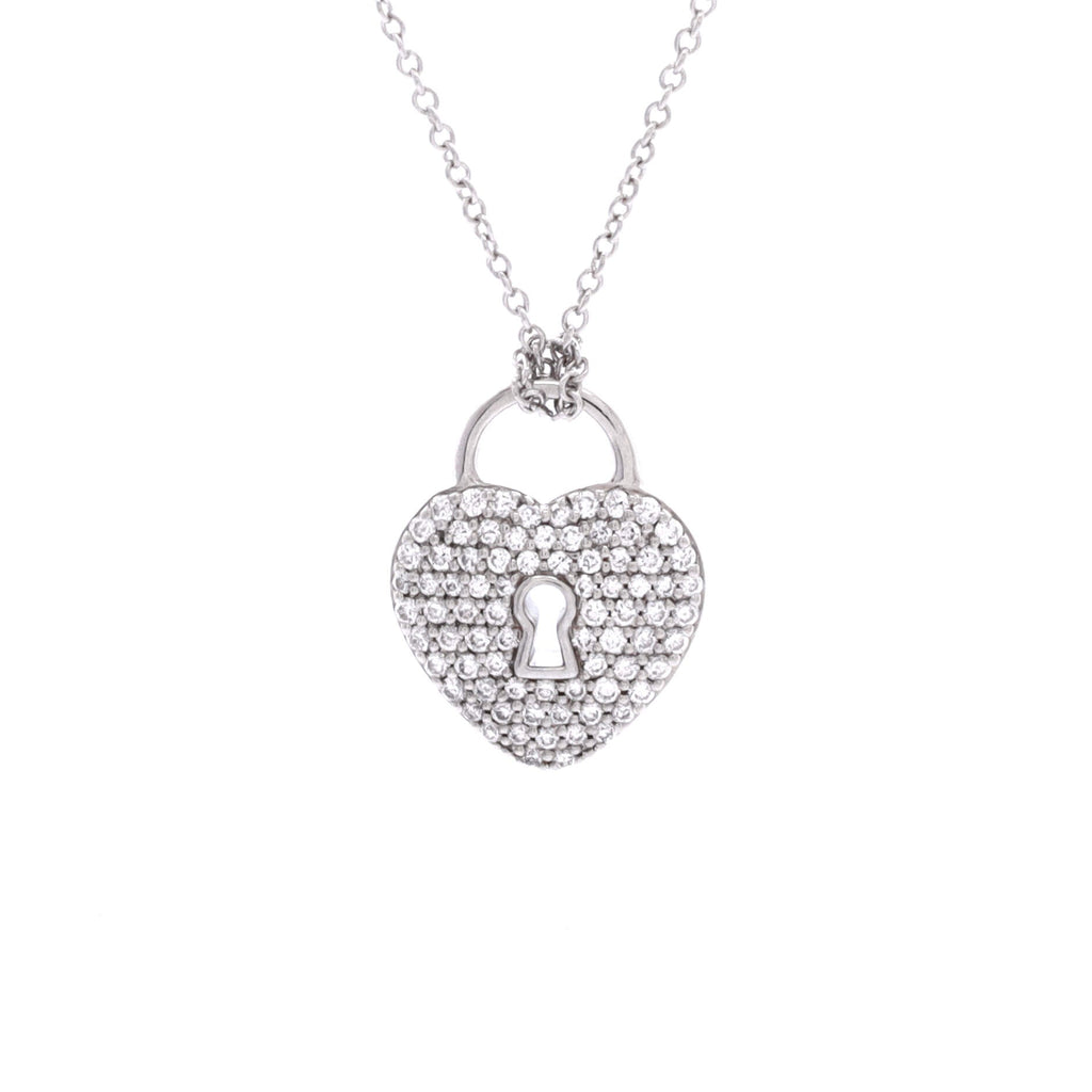 Heart Lock Pendant Necklace Platinum and Diamonds
