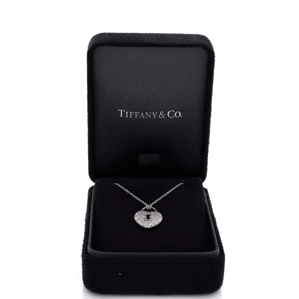 Heart Lock Pendant Necklace Platinum and Diamonds