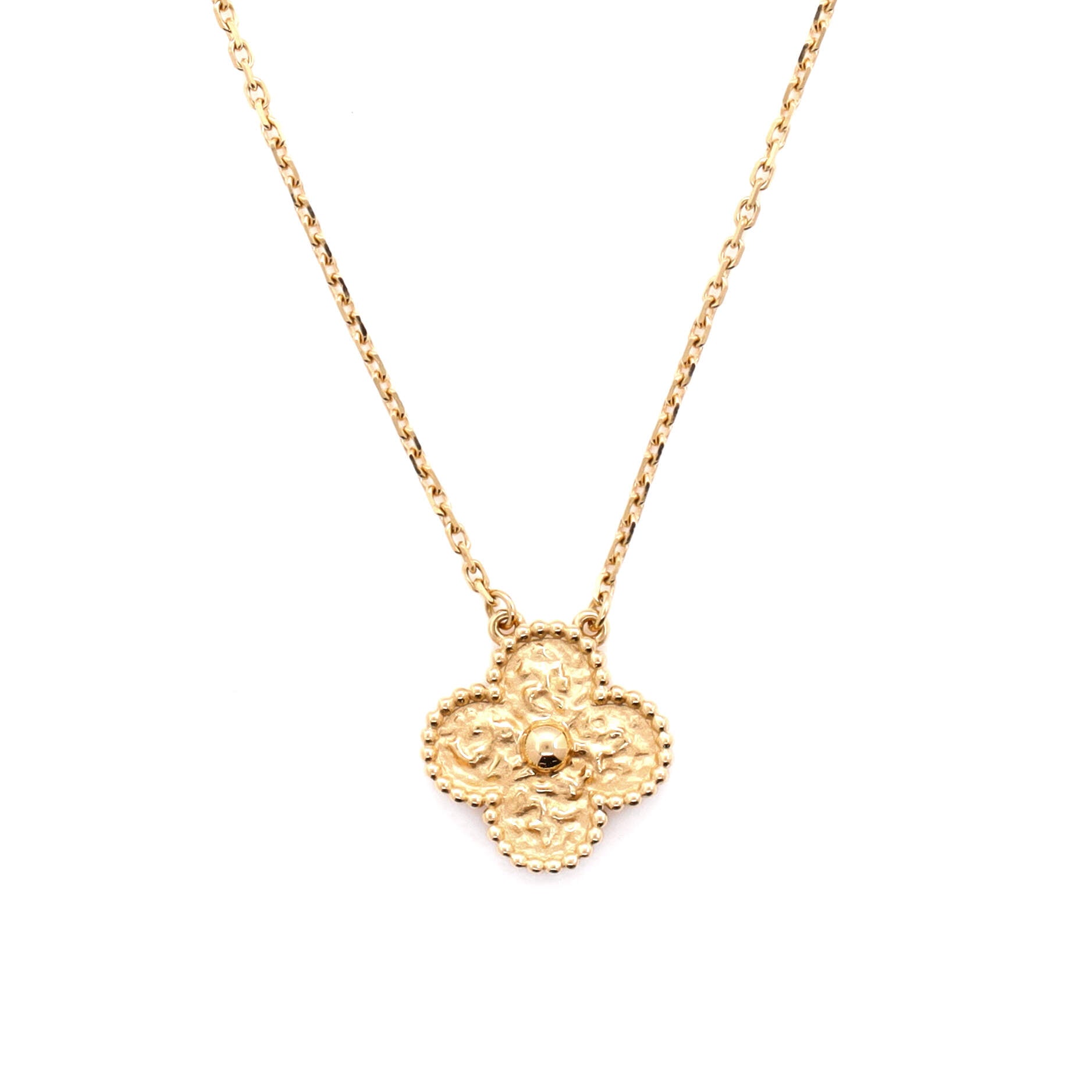 Vintage Alhambra Pendant Necklace 18K Yellow Gold
