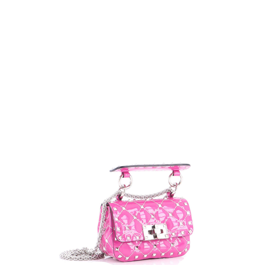 Rockstud Spike Flap Bag Quilted Patent Micro