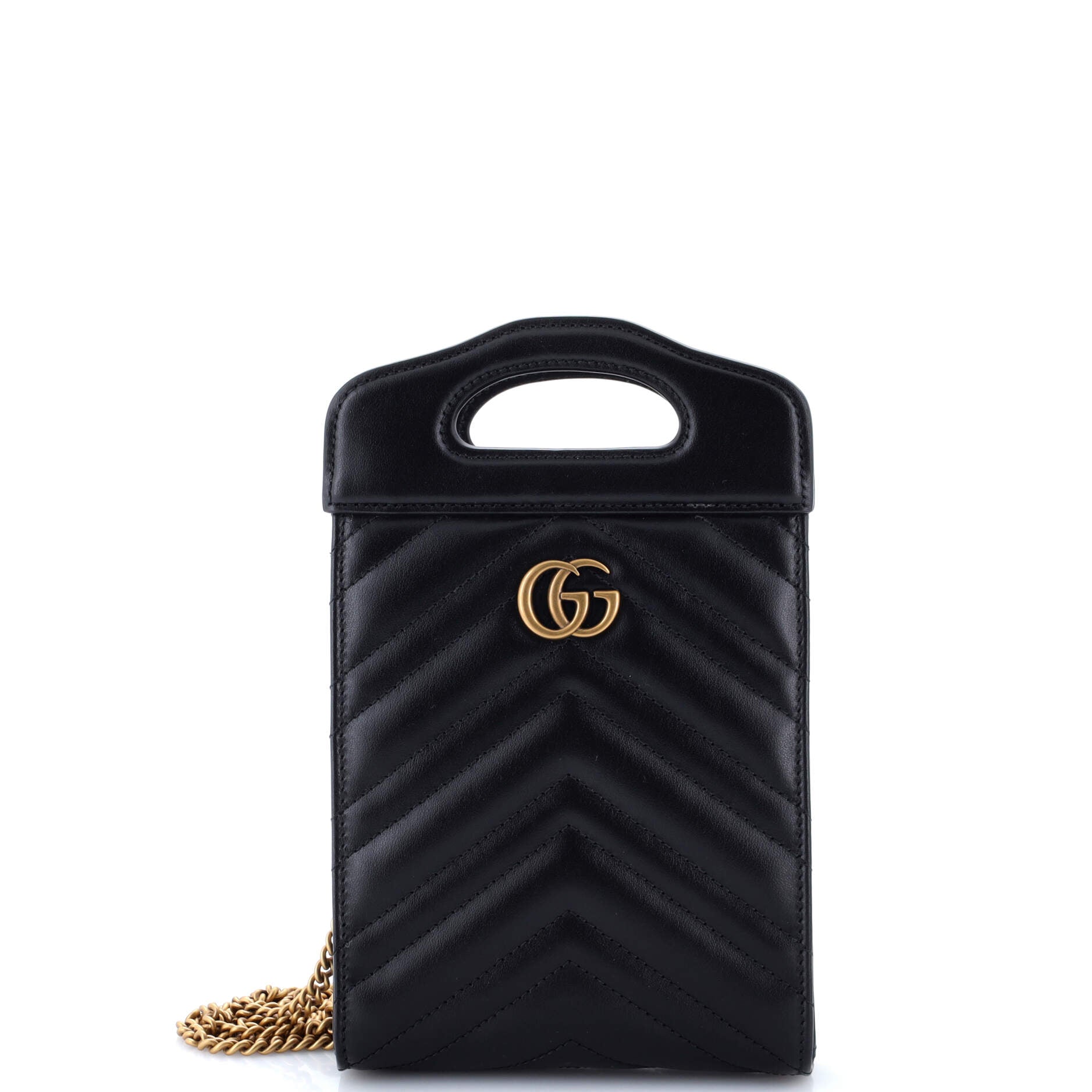 GG Marmont Top Handle Convertible Chain Tote Matelasse Leather Mini