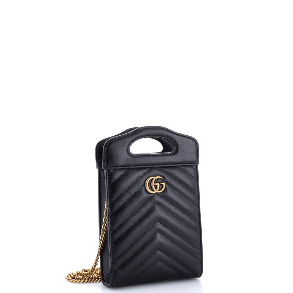 GG Marmont Top Handle Convertible Chain Tote Matelasse Leather Mini