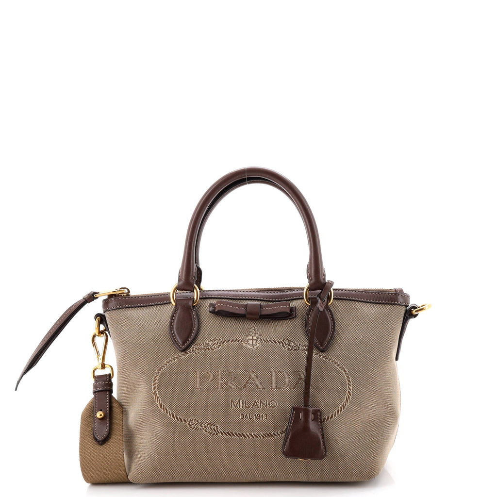 Logo Convertible Zip Tote Canvas with Leather Small
