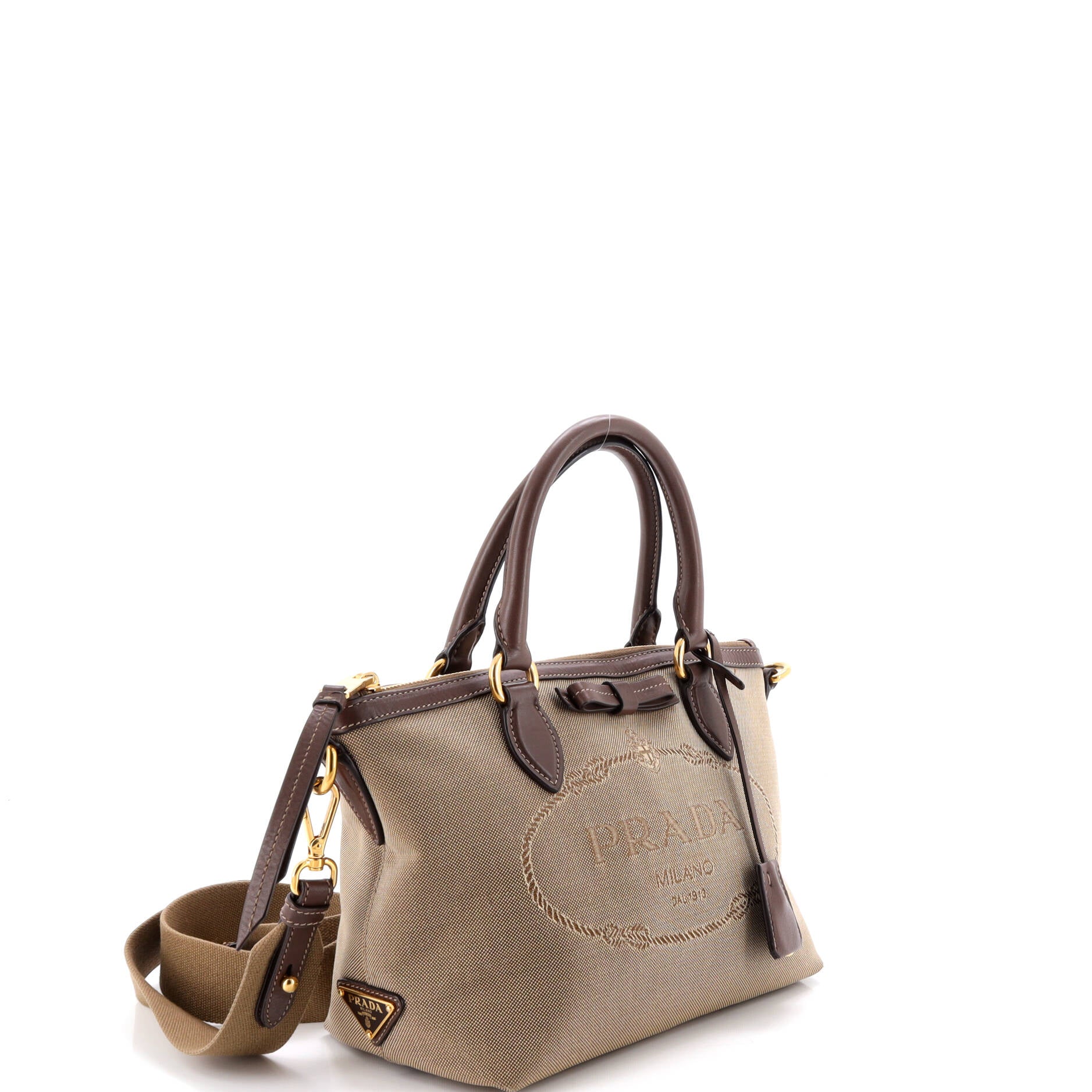 Logo Convertible Zip Tote Canvas with Leather Small