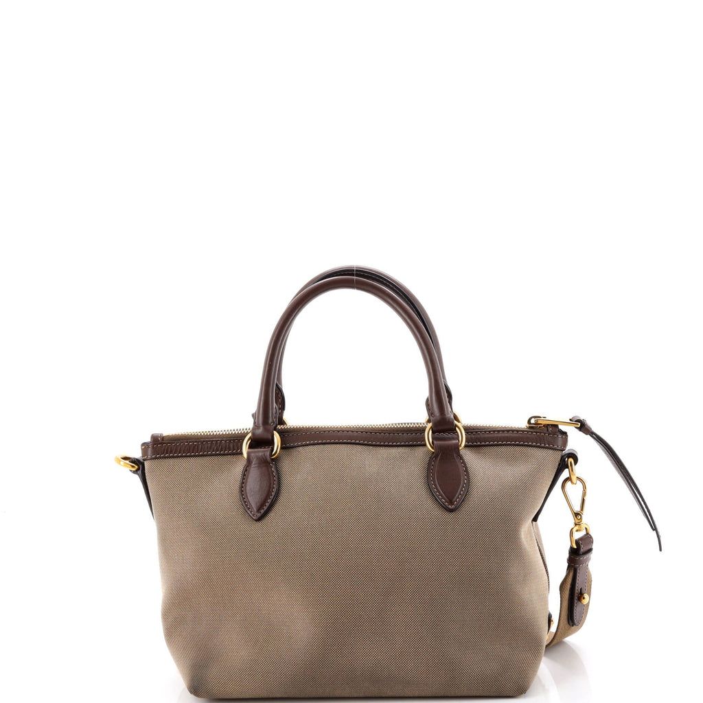 Logo Convertible Zip Tote Canvas with Leather Small