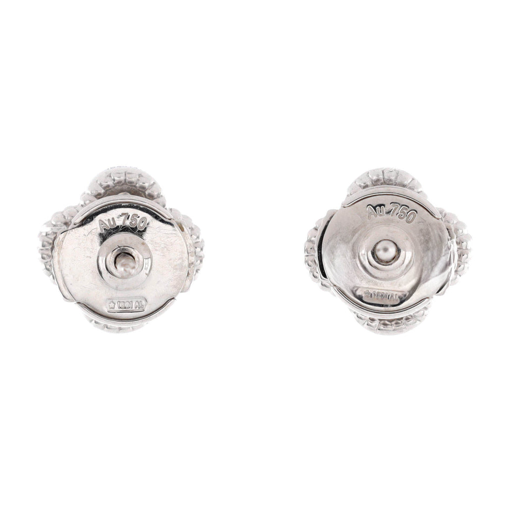Sweet Alhambra Stud Earrings 18K White Gold and Diamonds