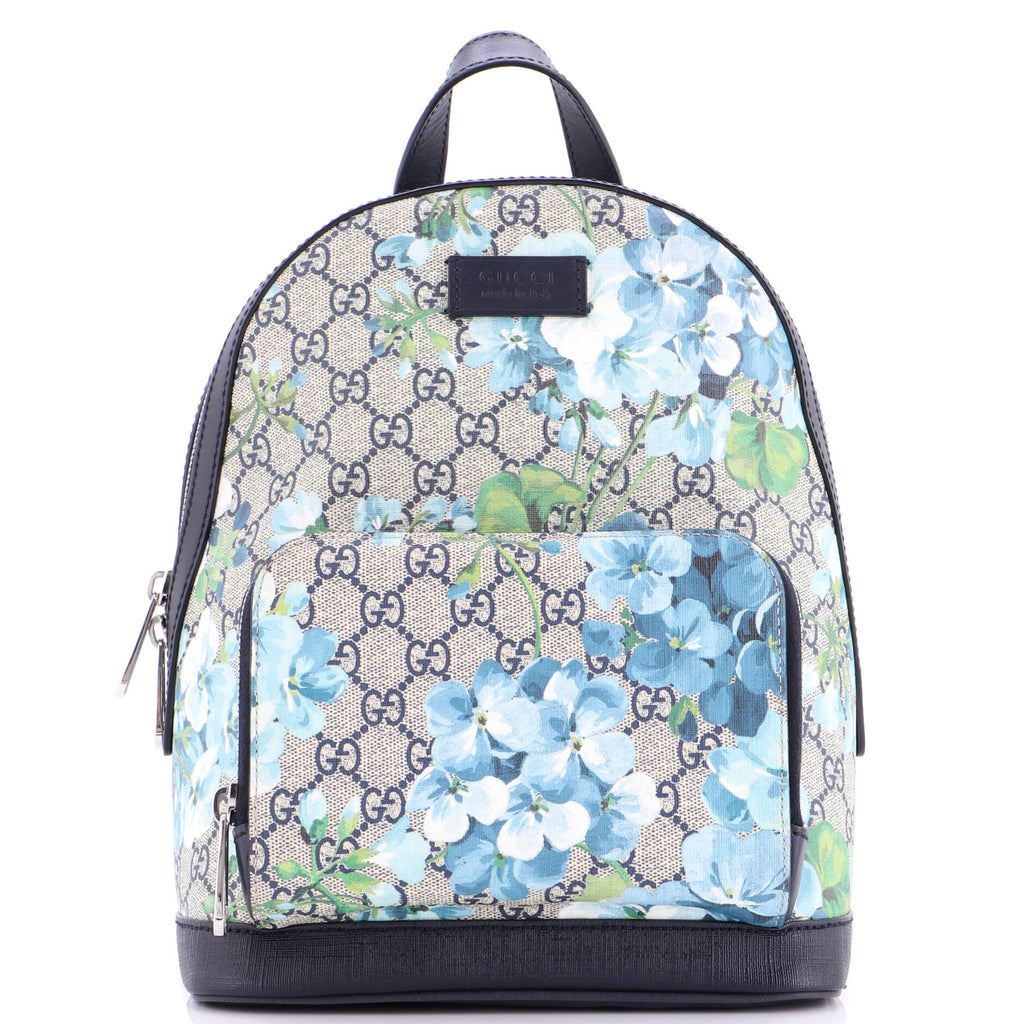 Zip Pocket Backpack Blooms Print GG Coated Canvas Small