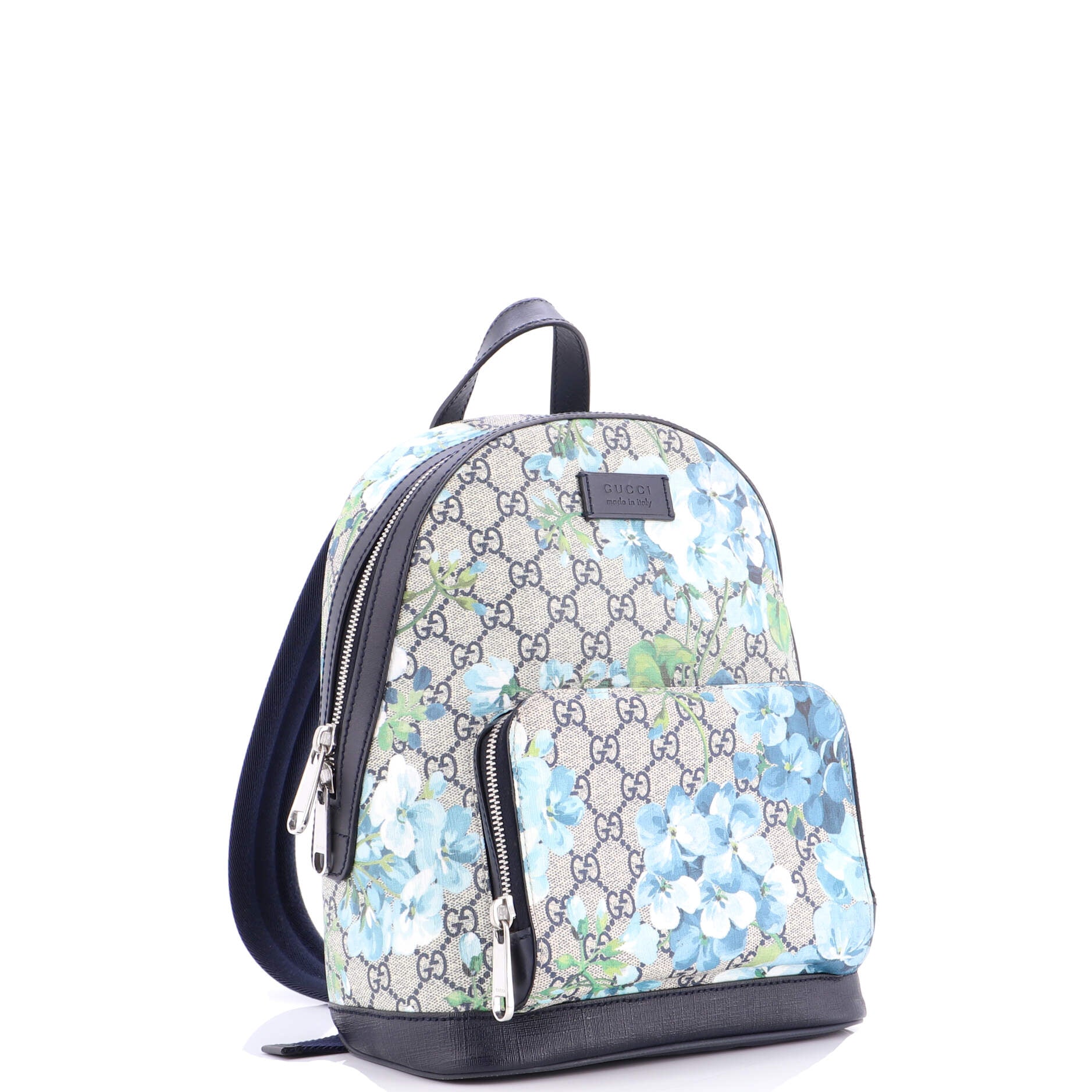 Zip Pocket Backpack Blooms Print GG Coated Canvas Small