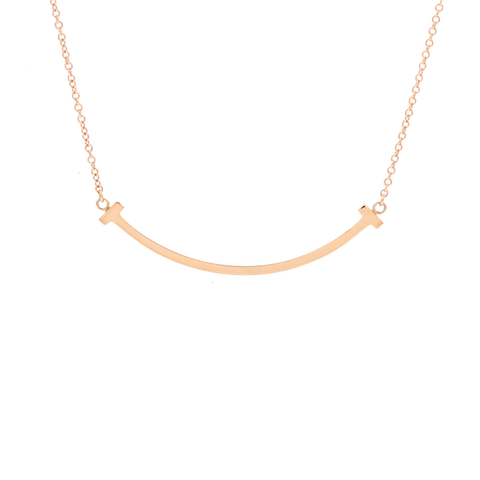 T Smile Pendant Necklace 18K Rose Gold Small