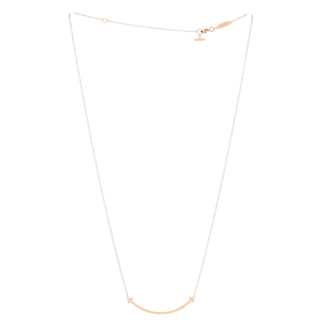 T Smile Pendant Necklace 18K Rose Gold Small