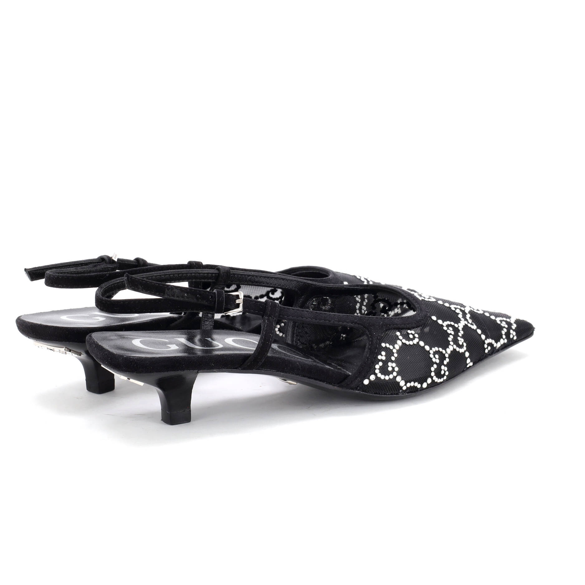 Women's Slingback Pumps Crystal GG Embellished Mesh