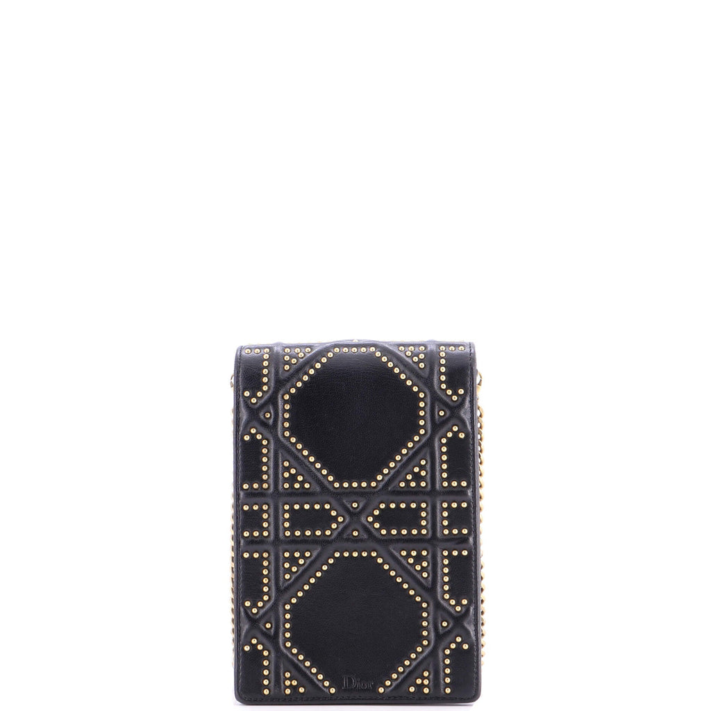 Diorama Vertical Clutch on Chain Studded Leather